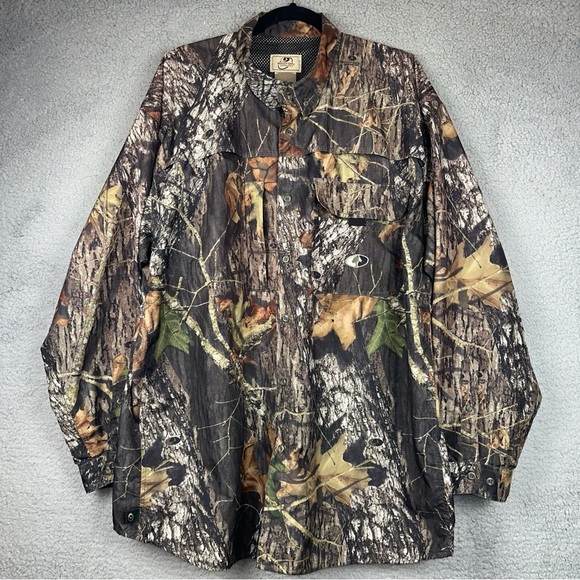 Mossy Oak Shirt Mens XL Brown Camo APX Treklite Vented Tree Leaf Hunting Outdoor - Picture 1 of 8